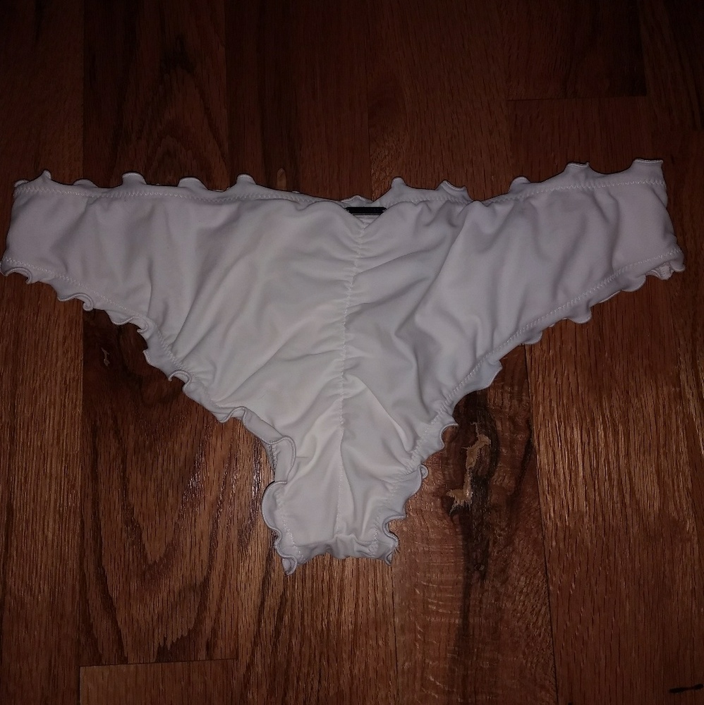 Hollister white ruffle bikini bottoms